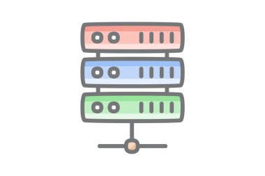 Veri, veritabanı tamamen düzenlenebilir vektör düz simgesi