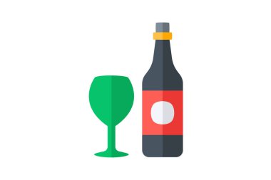 Wine, bottle, glass fully editable vector icon