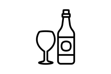 Wine, bottle, glass fully editable vector icon