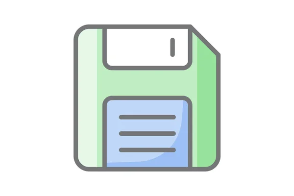 Diskette Multimedia Fully Editable Vector Flat Icon — Stock Vector