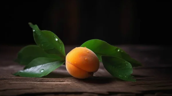 Nature\'s Bounty A Close-Up View of Luscious Apricots on a Beautiful Wooden Surface