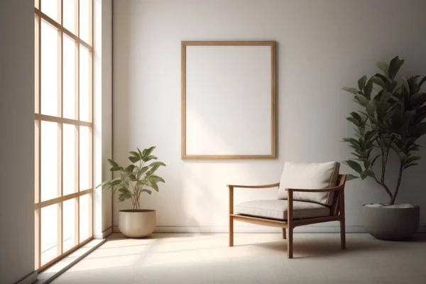 Modern Minimalism: A Chair and Blank Frame Design in a Minimalist Room