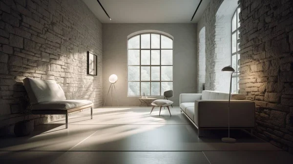 Serenity in Simplicity: Modern Room with Minimalist Style in White and Stone - Home Interior!