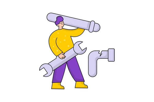 Visual Pipe Fix Navigating Instalating Repairs Icons — Stockový vektor