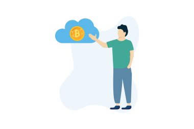 Bitcoin bulutu tamamen düzenlenebilir vektör çizimi