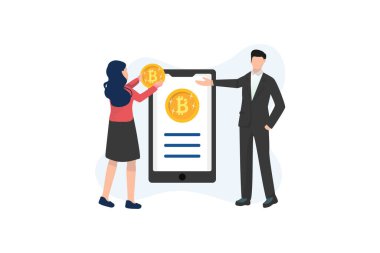 Bitcoin Yatırım tamamen düzenlenebilir vektör illüstrasyonuName