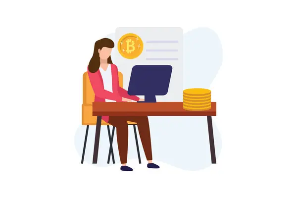 stock vector Bitcoin income fully editable vector illustration