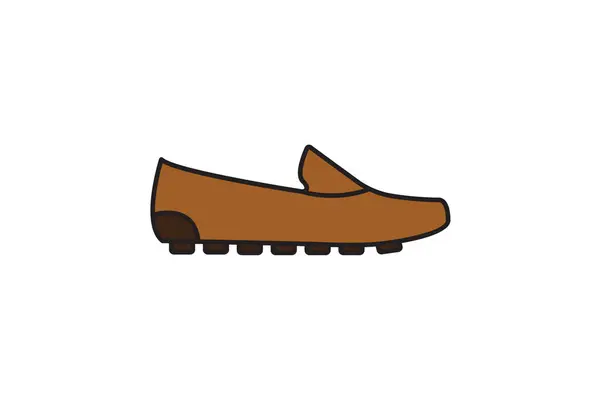 Moccasins Casual Comfort Vector Flat Icon Isolated White Background — Stock Vector