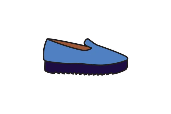 Платформа Взуття Підняті Платформи Проста Гладка Плоска Піктограма Дизайн Білому — стоковий вектор