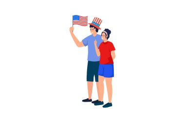 Özgürlük İçin Birlikte: Amerikan Çifti Bayrağı Tutuyor