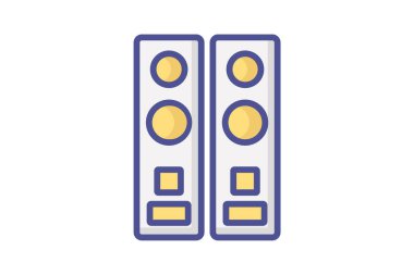 Müzik Hoparlörleri için Düz Simge Elementleri ile Yaratıcılığı Yak