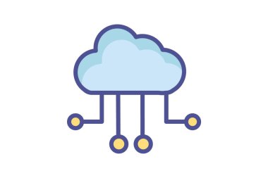 Düz Simgesel Bulut Ağı Elementleri ile Dijital Gerçekliği Kabul Et