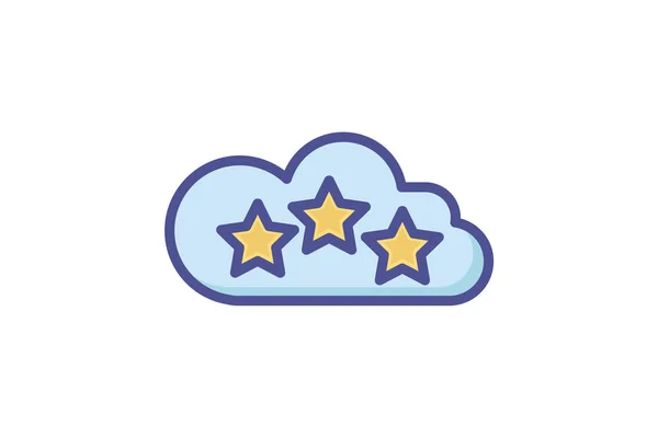 Cloud Three Stars Fully Editable Vector Icon — Stock Vector