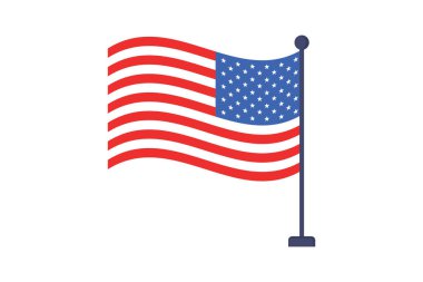 Dinamik Düz Stil ABD Bayrak İllüstrasyonu