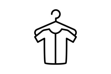 giysi ikonu vektörü. İnce çizgi işareti. izole edilmiş sınır sembolü çizimi