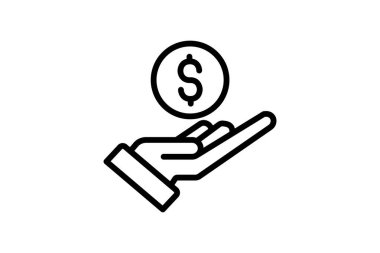 Para vektörü ince çizgi simgesi