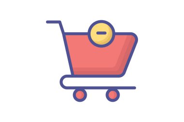 Remove Item, Cart, Shopping Cart Vector Outline Filled Icon