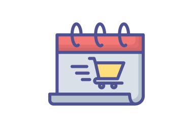 Shopping Calendar, Schedule Vector Outline Filled Icon