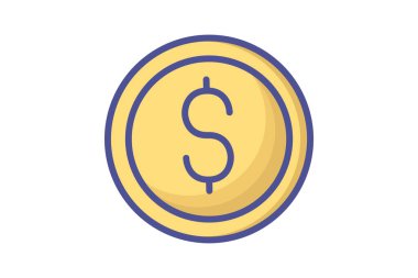 Coin, Money, Dollar, Penny, Cent Vector Outline Filled Icon