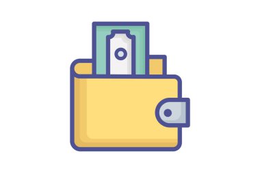 Wallet, Money, Currency Vector Outline Filled Icon