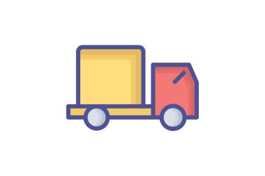 Mini Truck, Loading, Parcel Vector Outline Filled Icon