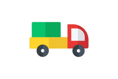 Mini Truck, Loading, Parcel Vector Flat Icon