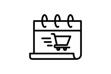Shopping Calendar, Schedule Vector Line Icon