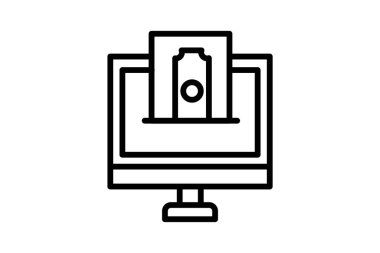 Online Payment, Digital, Transaction Vector Line Icon