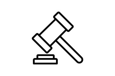 Law, Mallet, Gavel, Justice, Ethics Vector Line Icon