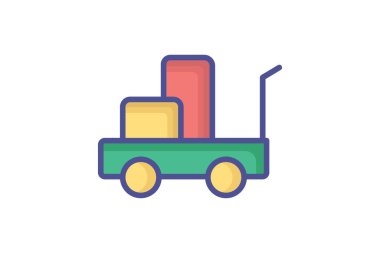 Luggage Carrier, Luggage Cart Vector Outline Filled Icon