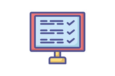 Check List In Computer Vector Outline Filled Icon