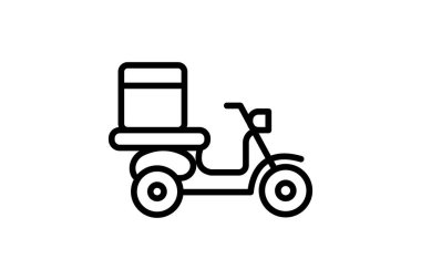 Home Delivery, Delivery Bike Vector Line Icon