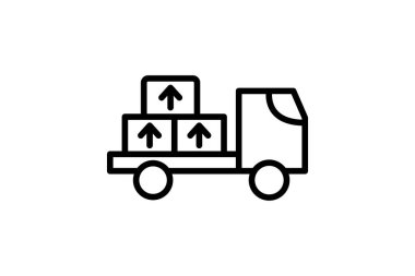 Mini Truck, Loading Truck, Shipping Vector Line Icon