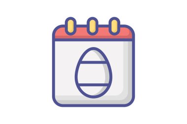 Takvim, Yumurta, Paskalya Vektörü Taslak Doldurulmuş Simge