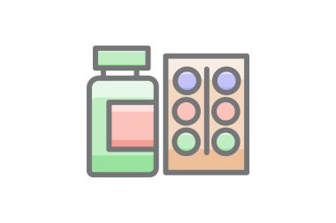 Haplar, Şişe, Tabletler Vektör Muhteşem Simgeyi Doldur