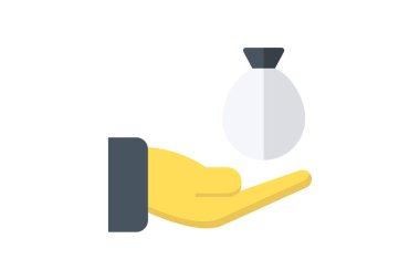 Tasarruf, el, bağış, para Vektör Düz Simgesi