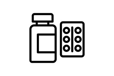 Haplar, Şişe, Tabletler Vektör Hattı Simgesi