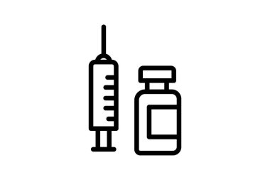 Şırınga, Vial, İlaç, Aşılama Vektör Satırı Simgesi