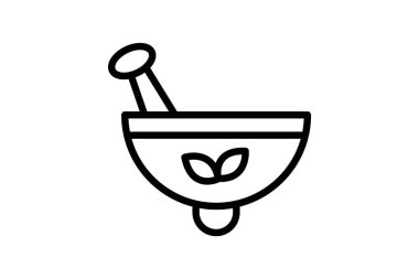 Kabuklu havan, bitkisel tedavi Vektör Çizgisi Simgesi