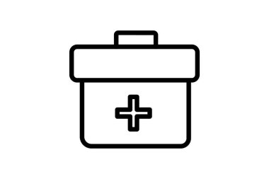 İlk yardım kutusu, ilk yardım kutusu, ilk yardım vektör hattı simgesi