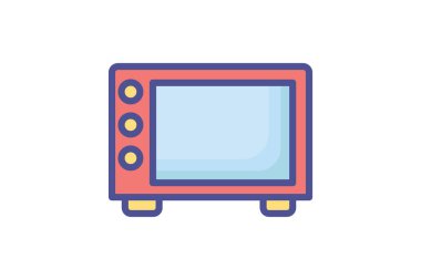 Mikrodalga fırın, Pişirme, Yeniden Isıtma, Vektör Taslağı Doldurulmuş Simge