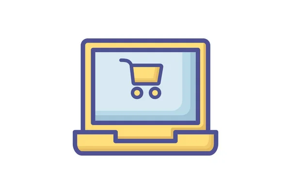 Çevrimiçi Alışveriş Ticaret Için Çok Yönlü Bir Düz Simge Koleksiyonu — Stok Vektör