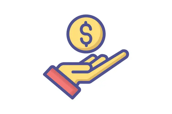 Sleek Fill Icon Dollar Symbols — Stock Vector