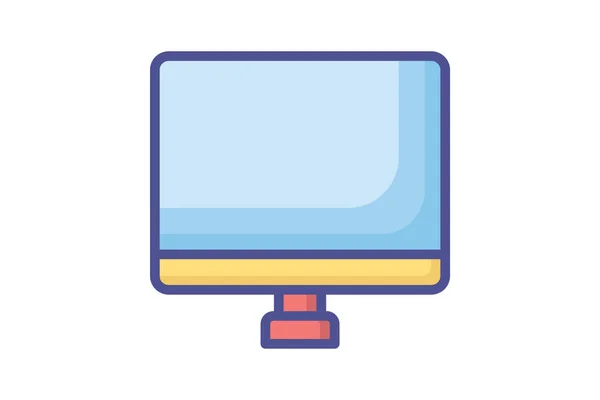 Computer Lcd Vector Outline Filled Icon — Stockvektor