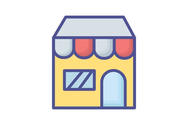 Shop Retail Store Buy Vector Outline Filled Icon — Stockvektor