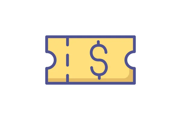 Money Tag Ticket Vector Outline Filled Icon — Stok Vektör