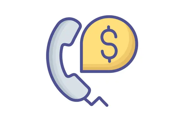 Phone Reciever Dollar Money Bill Vector Outline Filled Icon — Stock Vector