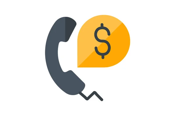 Phone Reciever Dollar Money Bill Vector Flat Icon — Stock Vector
