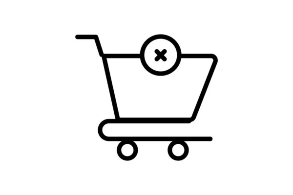 Cancel Cart Delete Cart Shopping Cart Vector Line Icon — Archivo Imágenes Vectoriales