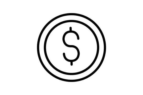 Coin Money Dollar Penny Cent Vector Line Icon — 图库矢量图片